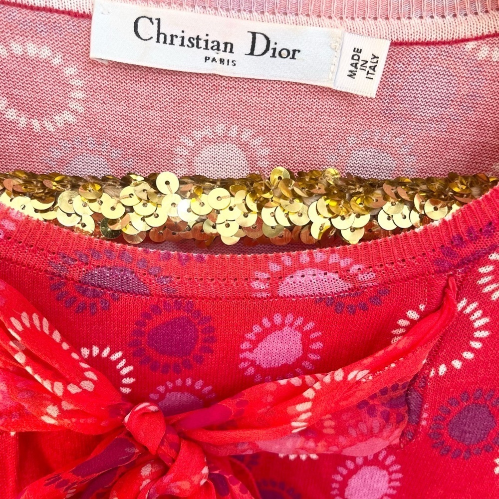 Christian Dior Printed Bow 3/4 Sleeve Knit Sweater - Picture 5 of 9